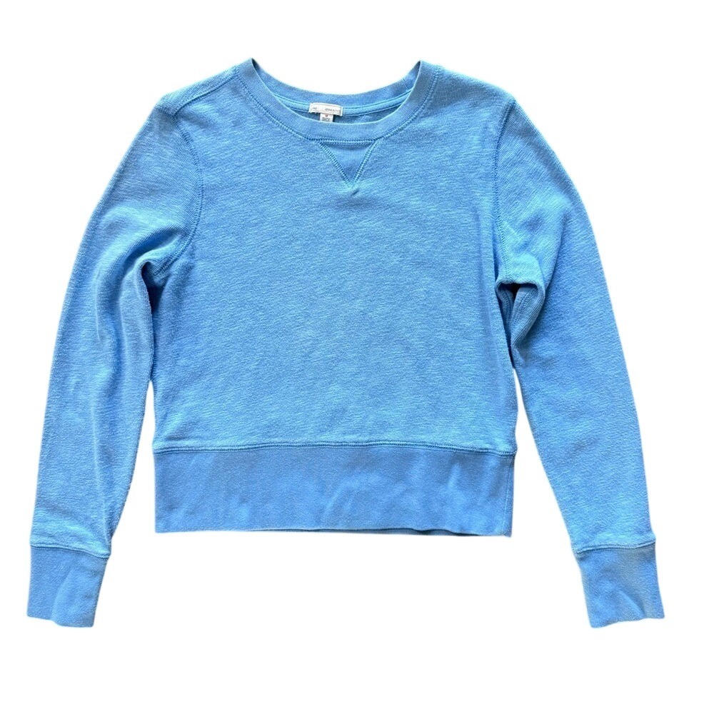 Gap Womens Union Blue Cotton Crewneck Shrunken Sweatshirt Medium Athlesiure Crop